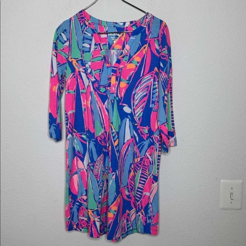 Lilly Pulitzer Ali Out to Sea Pink/Blue Multicolor Abstract Dress size small